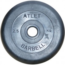 Диск обрезиненный, чёрного цвета, 31 мм, Atlet MB-AtletB31-2,5 - Sport Kiosk