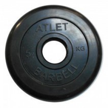  Диски обрезиненные, чёрного цвета, 51 мм, Atlet MB-AtletB50-5 - Sport Kiosk