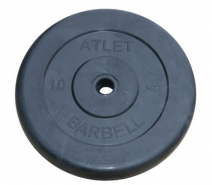 Диск обрезиненный, чёрного цвета, 31 мм, 10 кг Atlet - Sport Kiosc